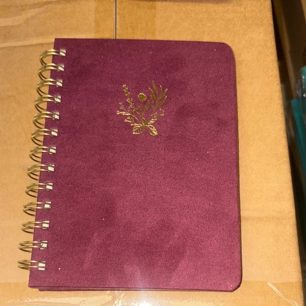5/$10 New item.. Burgundy Spiral Journal with Gold Floral Design